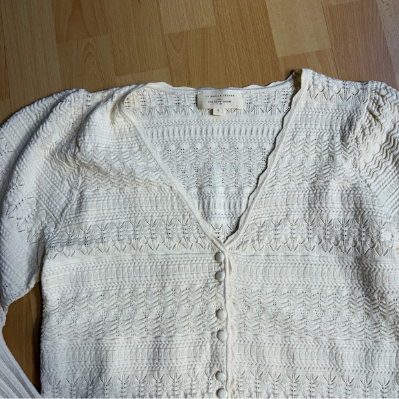 Sezane Charlotte Ivory Textured Knit Cardigan Blouse - Picture 5 of 10